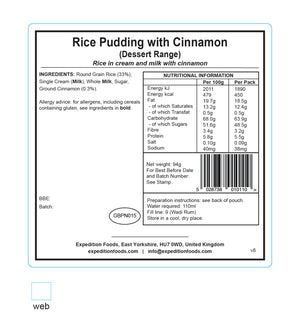 Rice Pudding with Cinnamon (Breakfast/Dessert Range)